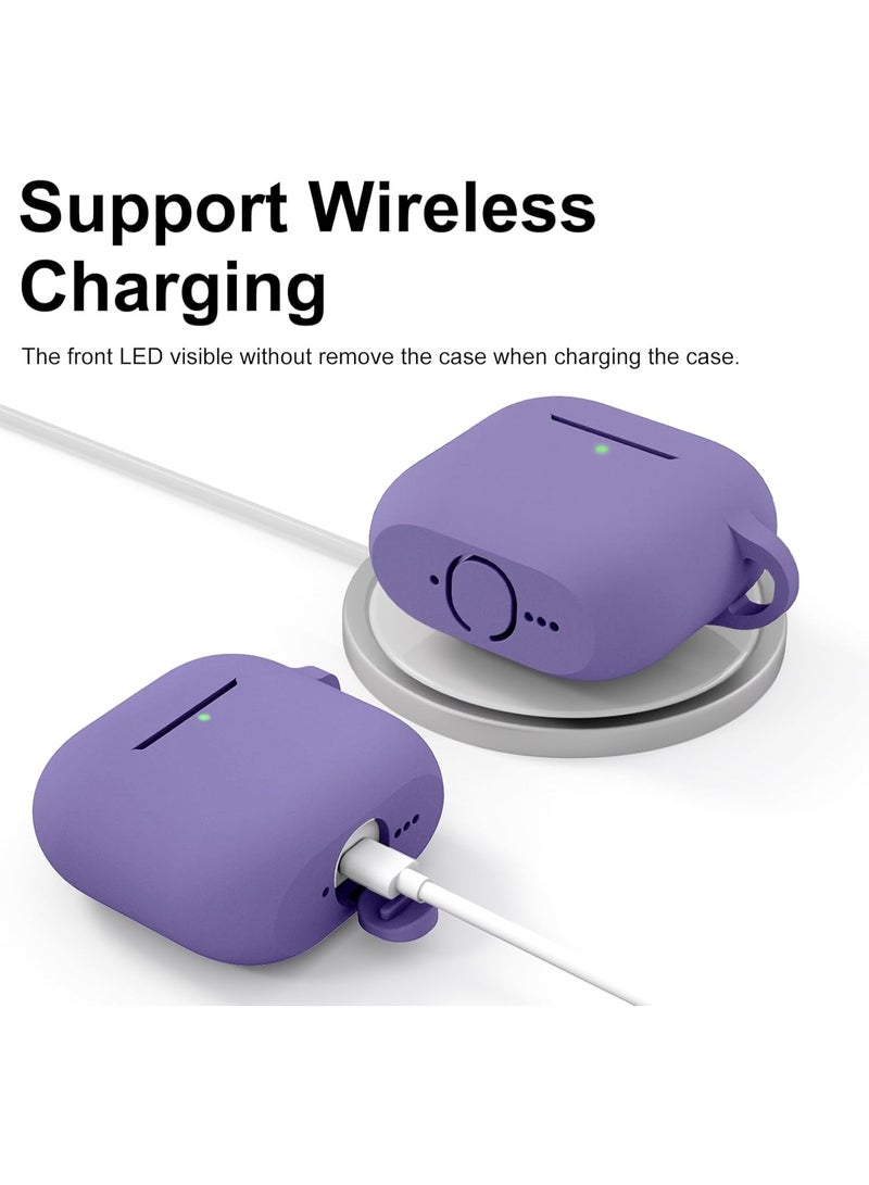 QIRG Silicone Protective Case Cover for AirPods 4/Airpods 4 ANC with Keychain (Louran Purple) - Image 5